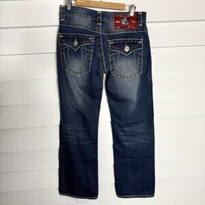 TRUE RELIGION Billy Super T Big Flap Heavy Stitching Bootcut Jeans 34 x 33 NWT